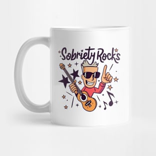 Sobriety Rocks Cartoon Rocker With Guitar Mug